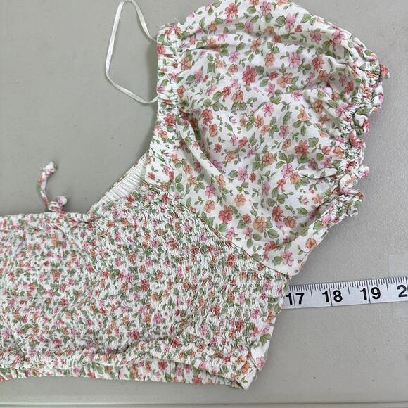 Aeropostale Floral Cottagecore Crop Top Womens L Milkmaid Festival Puff Sleeve - Picture 8 of 10